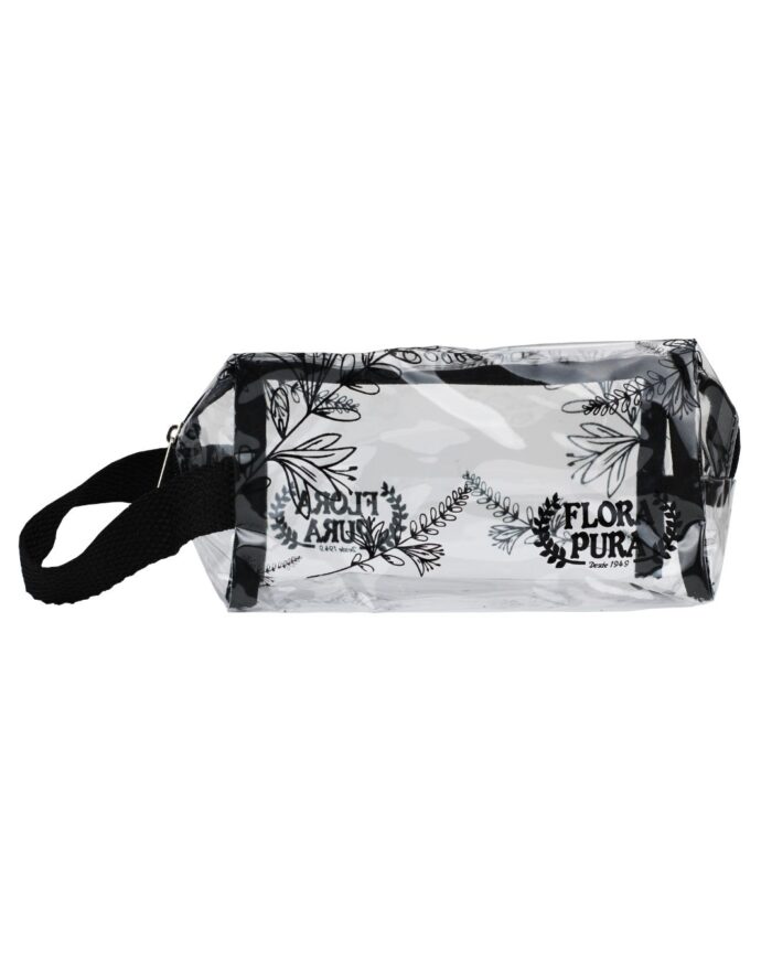 BOLSA NECESSARIE TRANSPARENTE  P COM DETALHES PRETO  | FLORA PURA