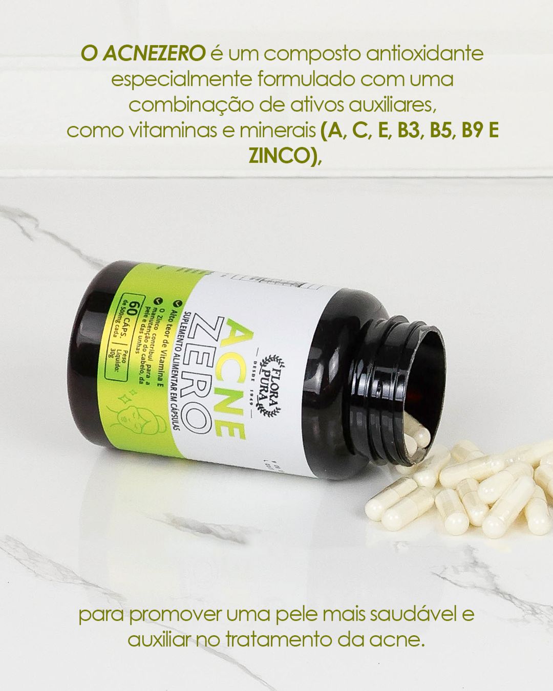ACNE ZERO COM 60 CAPS DE 500MG | FLORA PURA - Imagem 4