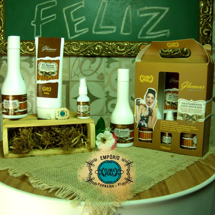KIT CAPILAR GLAMOUR PROFISSIONAL - COCO DOURADO 780ML | FLORA PURA - Imagem 2